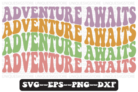 Adventure Awaits Wavy Retro SVG Graphics