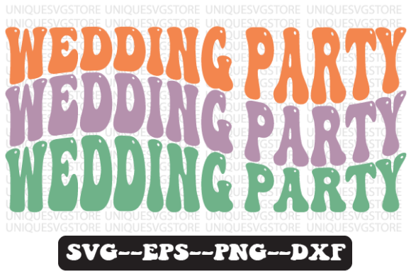 Wedding Party Wavy Retro SVG Graphics for Crafts